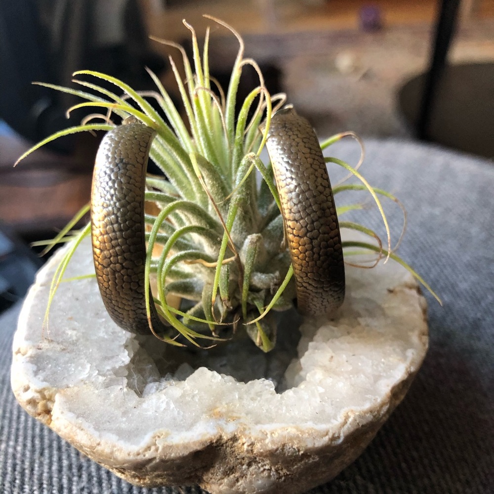 Handmade snakeskin Brass Hoops